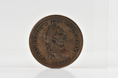 Lot 691 - A George III copper penny, 1806, portrait of...