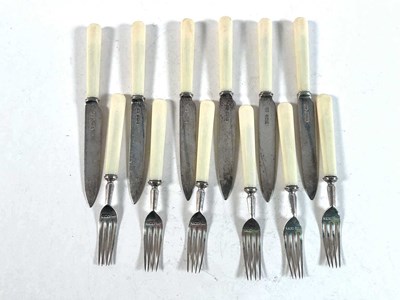 Lot 591 - ATKIN BROTHERS; a set of six silver bladed and...