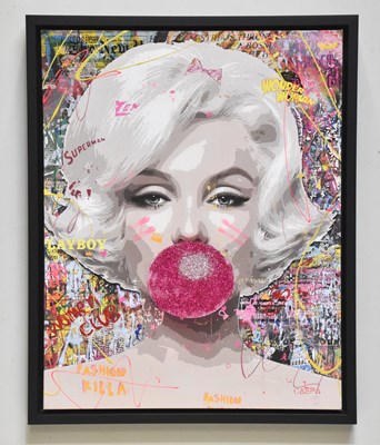 Lot 161 - CASPA; mixed media on canvas, 'Shiny Bubble',...