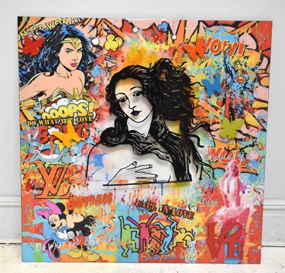 Lot 1646 - URI DUSHY; mixed media, 'Fall in Love', signed...