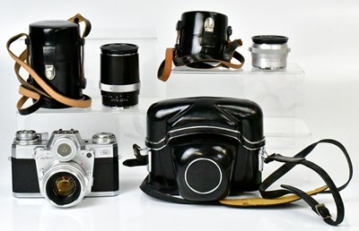 Lot 388 - ZEISS IKON; a Contarex 35mm camera with a...