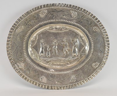 Lot 1023 - A mid 19th century Austrian oval seder plate,...