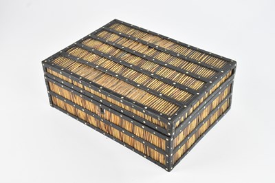 Lot 1371 - An Anglo-Indian ebonised porcupine quill box,...