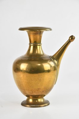 Lot 1358 - A Persian heavy gauge brass ewer, weight 1634g,...