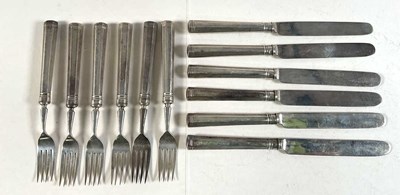 Lot 567 - JAMES DIXON & SONS; a set of six silver bladed...