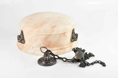 Lot 1301 - A large alabaster plafonnier, decorated with...