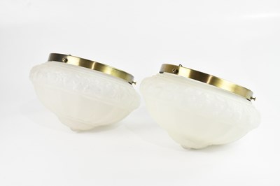 Lot 1318 - A pair of modern frosted glass ceiling lights,...