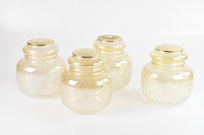 Lot 1311 - A set of four etched glass ceiling lights,...