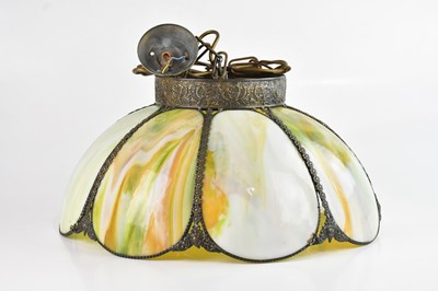 Lot 1315 - A green glass ceiling light, diameter 45cm.
