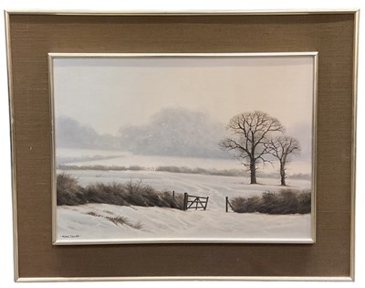 Lot 290 - MICHAEL JOHN HILL; a large oil on board, rural...