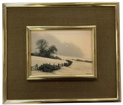 Lot 269 - MICHAEL JOHN HILL; a small oil on board, rural...