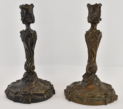 Lot 705 - A pair of French Louis XV style cast bronze...