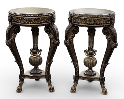 Lot 22 - A pair of reproduction French mahogany...