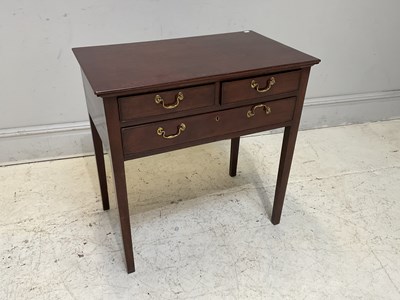 Lot 1107 - An 18th century oak three drawer side table,...