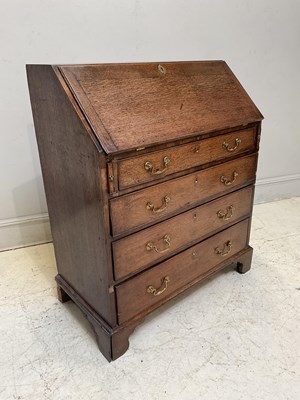 Lot 1172 - An 18th century oak bureau, height 118cm,...