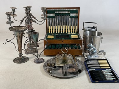 Lot 153 - A quantity of silver plate including a pair of...
