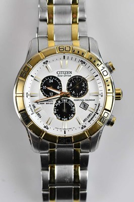 Lot 1082 - CITIZEN; a gentleman's Eco-Drive chronograph...