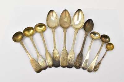 Lot 1097 - Ten various hallmarked silver small spoons...