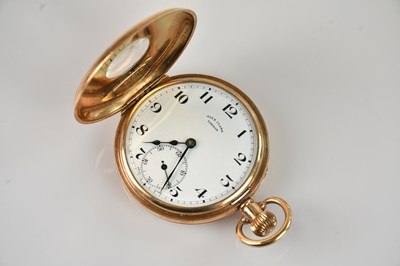 Lot 1126 - A 9ct yellow gold crown wind half hunter...