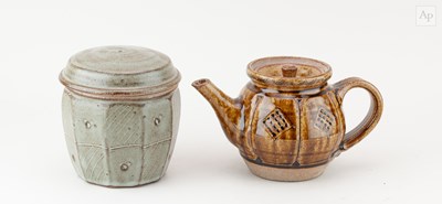 Lot 438 - MIKE DODD (born 1943); a stoneware teapot...