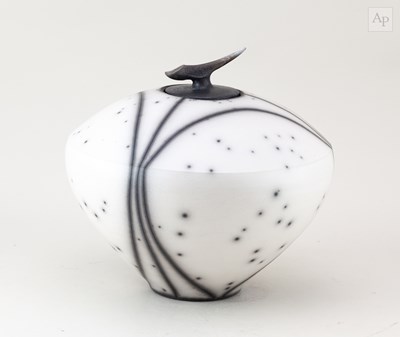 Lot 677 - TIM ANDREWS (born 1960); an angular raku jar...