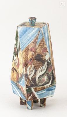 Lot 350 - KAKO HAMARA; a tall faceted stoneware footed...