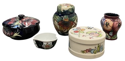 Lot 594 - MOORCROFT; four pieces of assorted modern art...