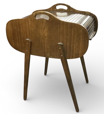 Lot 80 - A 1950s mid century teak tambour slide topped...