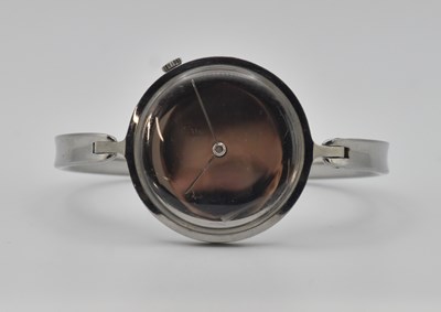 Lot 1652 - GEORG JENSEN; a lady's stainless steel 'bangle'...