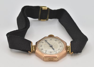 Lot 1651 - A lady's vintage 9ct rose gold wristwatch with...