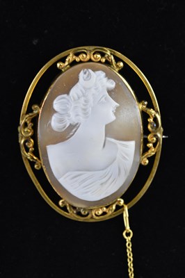 Lot 203 - A late 19th/early 20th century cameo brooch,...