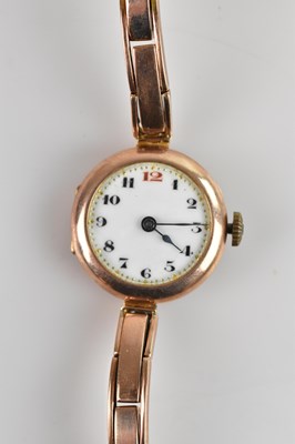 Lot 1071 - A lady's 9ct gold cased wristwatch, the dial...