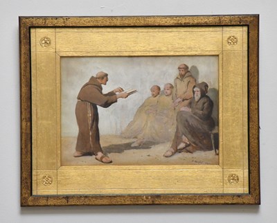 Lot 1759 - JOSEPH KNIGHT (1837-1909): watercolour, 'Monks'...