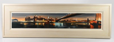 Lot 219 - LIAM SPENCER (born 1964); oil, 'Manhattan and...