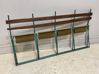 Lot 1064 - A vintage folding cricket bench, with canvas...