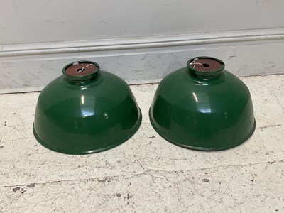 Lot 1323 - Two green lampshades, diameter 42cm.