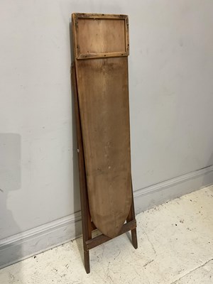 Lot 1207 - A wooden ironing board and two pine footstools