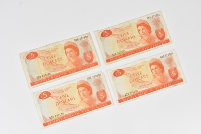 Lot 698 - Four New Zealand $5 bank notes, designed by...