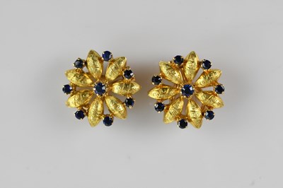 Lot 239 - A pair of yellow metal cluster ear studs set...