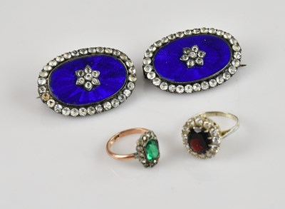 Lot 553 - A pair of Victorian white metal blue enamel...
