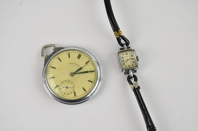 Lot 1156 - CHRONOMETER; a vintage chrome cased pocket...