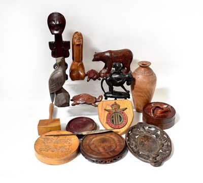 Lot 741 - Various treen items to include an ebony carved...
