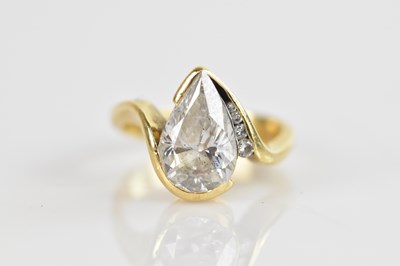 Lot 446 - A yellow metal diamond set dress ring, the...