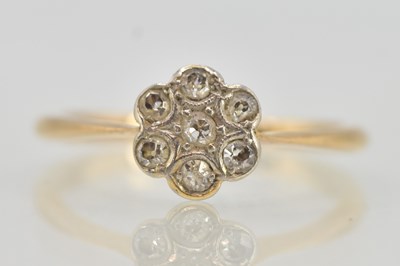 Lot 1323 - A 9ct yellow gold tiny diamond floral cluster...