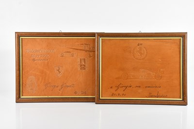 Lot 419 - FERRARI INTEREST; two original leather wall...