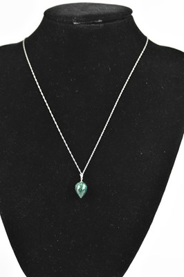 Lot 401 - An emerald briolette pendant, approximately 12....