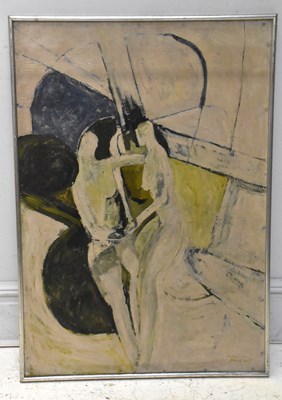 Lot 108 - COLIN JELLICOE; oil on board, abstract study...