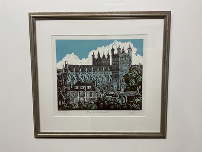 Lot 312 - UNATTRIBUTED; screenprint, 'Exeter Cathedral',...