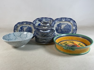 Lot 285 - Two large Continental pottery bowls and a...