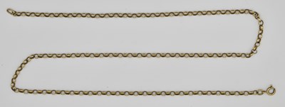Lot 1358 - A 9K yellow gold belcher link necklace with...